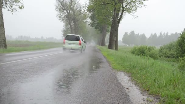 Rain car asphalt road - Footage, Video