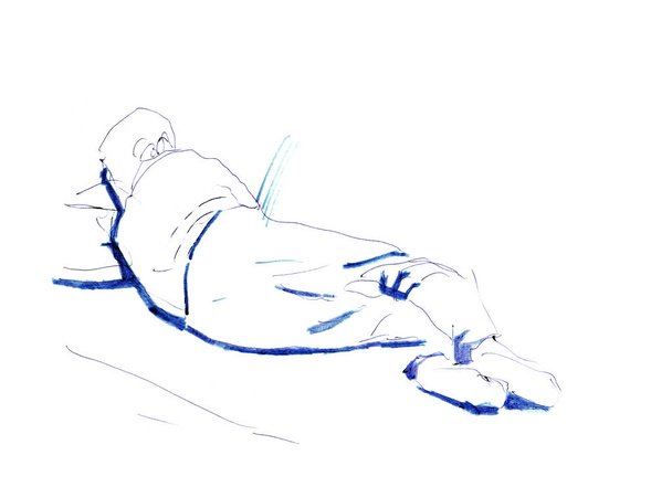 Schizzo disegnato a mano dell'uomo addormentato
 - Foto, immagini