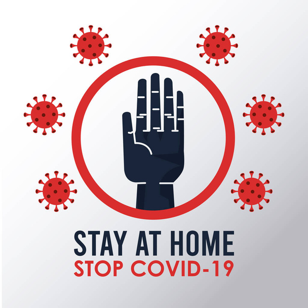 stay at home to stop the covid19 signal - Вектор,изображение