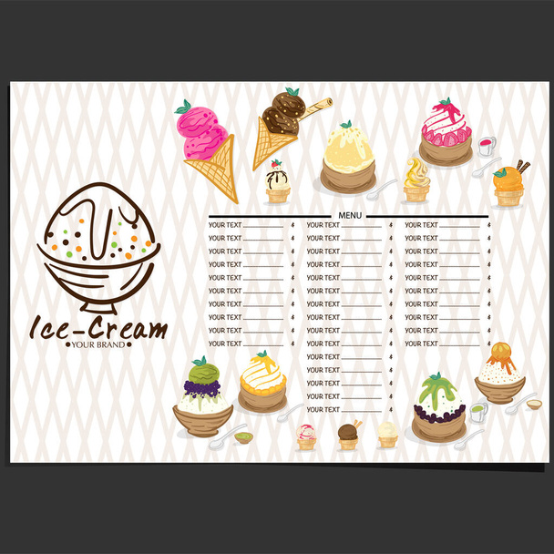 menu template Ice cream dessert restaurant brand design - Vecteur, image