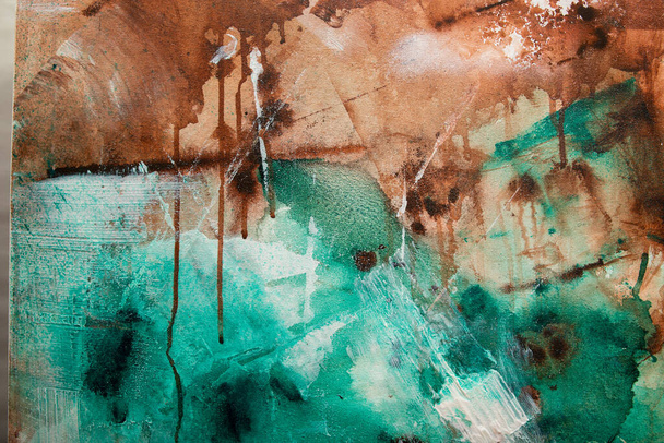 Textura realizada con acrilico liquido y agua sobre lienzo por el autor de la fotografia - Photo, Image