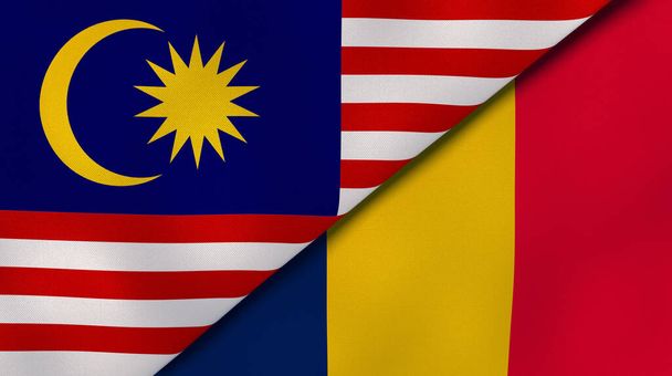 Δύο πολιτείες σημαίες της Μαλαισίας και του Τσαντ. Επαγγελματικό υπόβαθρο υψηλής ποιότητας. 3D εικονογράφηση - Φωτογραφία, εικόνα