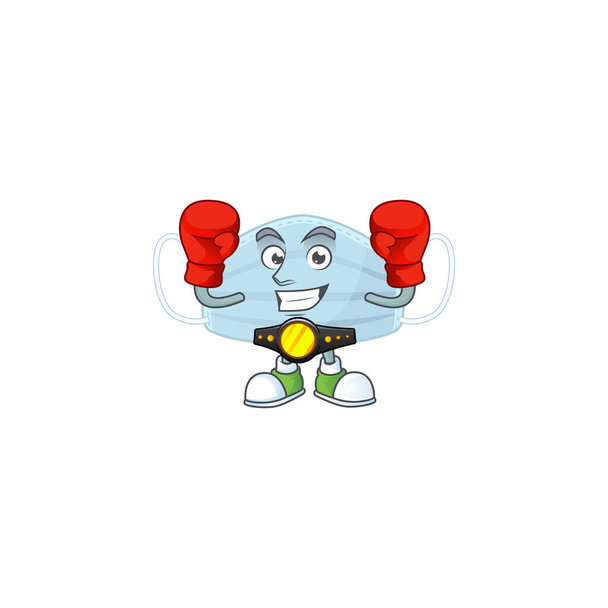 A sporty surgery mask boxing athlete cartoon mascot design style - Vector, imagen