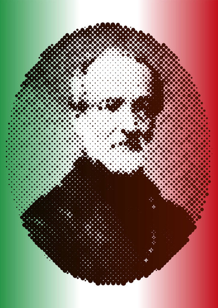 Giuseppe Mazzini italian historic man of the Risorgimento, vector illustration - Вектор, зображення