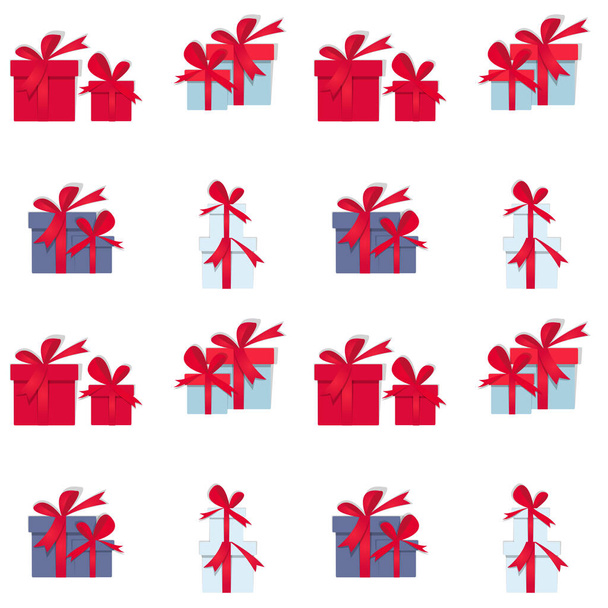 Collection of vector colorful Christmas present boxes. Holiday seamless pattern. - Vector, Image