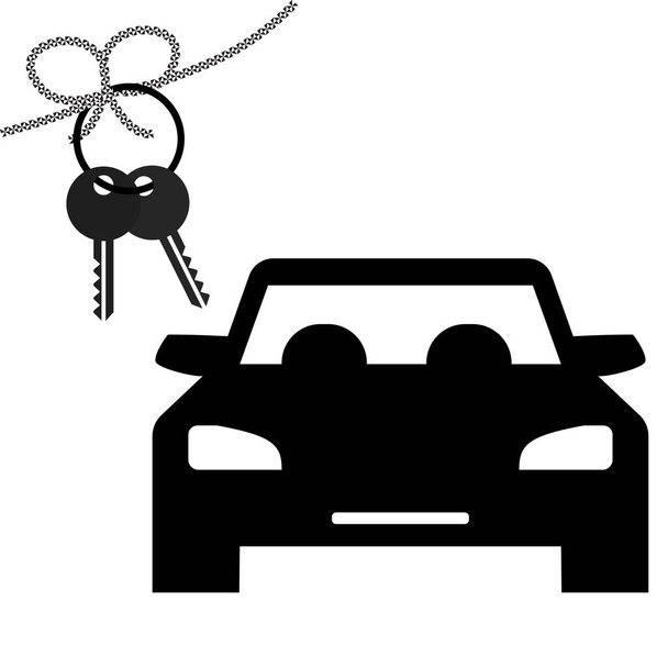 значок автомобиля, ключ от автомобиля в подарок на белом фоне
 - Вектор,изображение