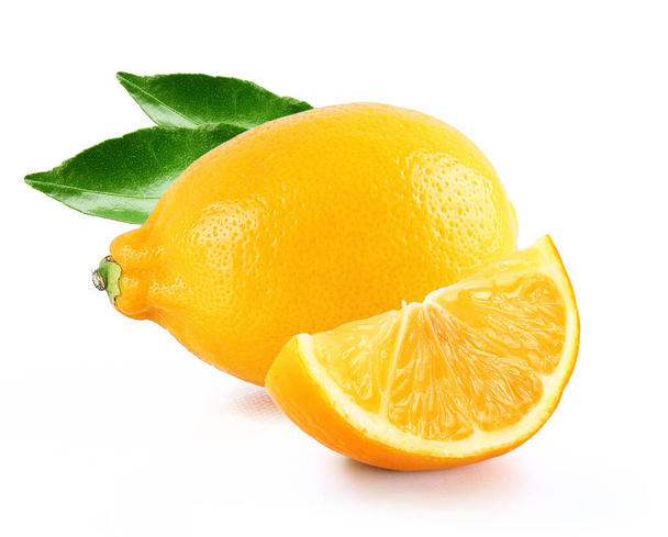 lemon with slice and leaf 3 - Фото, изображение