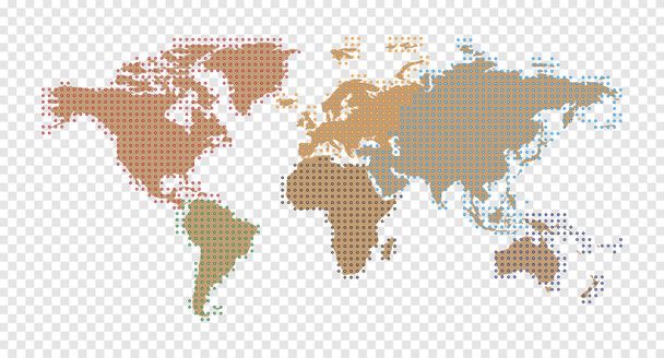 Vector wereldkaart met halftoon patroon geïsoleerd op wit - Vector, afbeelding
