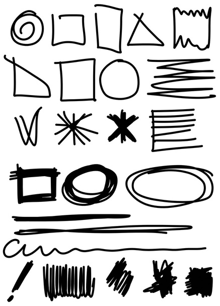 Doodle, Set hand drawn shapes, circle, square, triangle - Foto, imagen