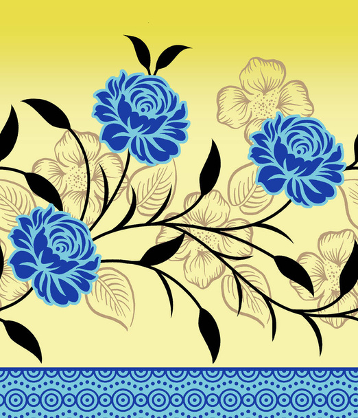 têxtil indiana floral fronteira design fundo
 - Foto, Imagem