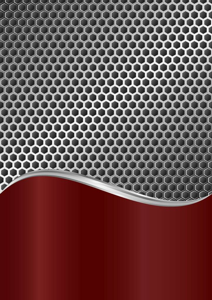 fundo metálico cinza e vermelho, grade de metal
 - Vetor, Imagem