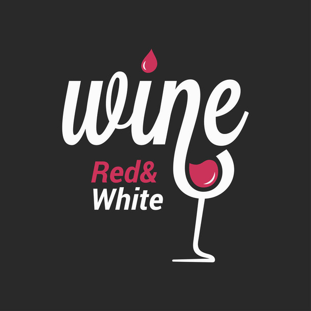 Wine sign logo. Wine glass on black background - Вектор, зображення