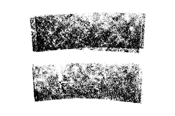 Conjunto de cepillo de rayas de textura de tiza negra grunge sobre fondo blanco - Vector, imagen