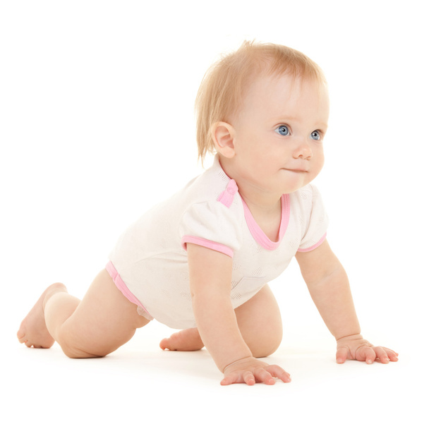 Cute baby with beautiful blue eyes on the white bacgkround - Фото, зображення