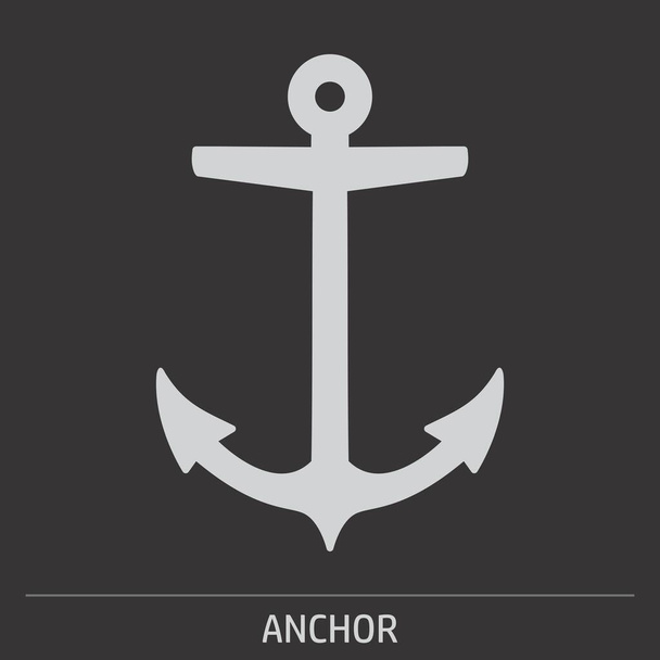 Anchor Icon illustration on gray background with label - Vector, Image