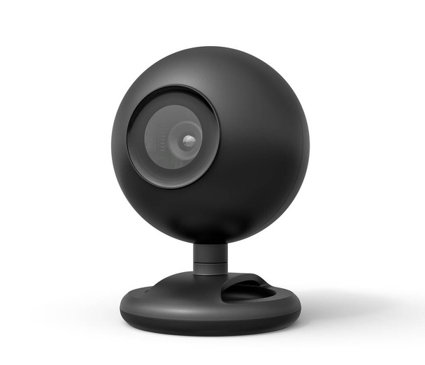 3d close-up rendering of black webcam on white background. - Foto, afbeelding