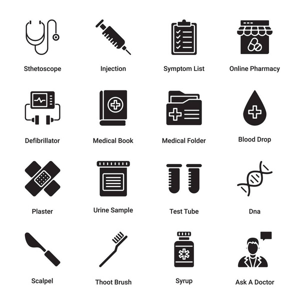 Iconos de salud y glifo médico - Vectores
 - Vector, Imagen
