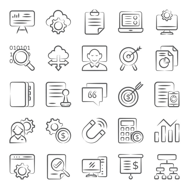 Conceptual Business Doodle Icons Pack - Vektor, obrázek