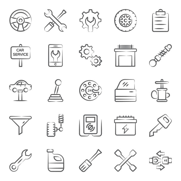 Car Services and Repair Doodle Line Vectors Pack  - Vector, Image