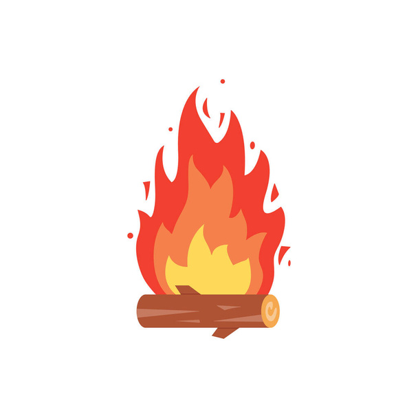 Campfire icon. Burning bonfire vector. Firewood flames, burn fireplace cartoon illustration. - Vektor, kép