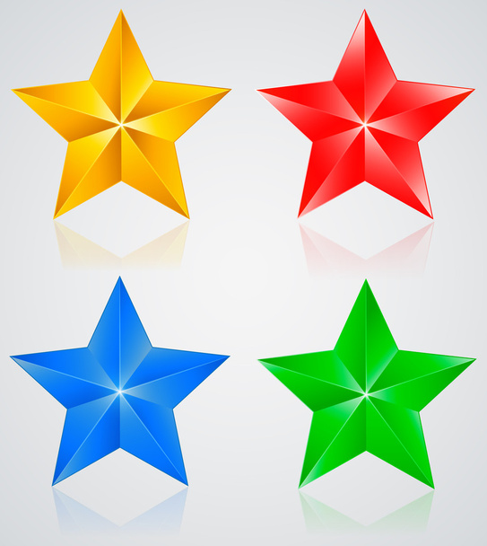 Stars & colored pentagonal star with shadows - Vector, Image