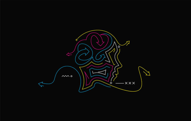 Symbol des kreativen Gehirns, isoliertes Vektor-abstraktes Design - Vektor, Bild