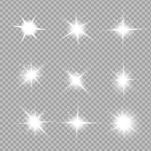 La luz blanca brillante explota sobre un fondo transparente. Partículas de polvo mágicas chispeantes. Estrella Brillante. Brilla vectorial
 - Vector, Imagen