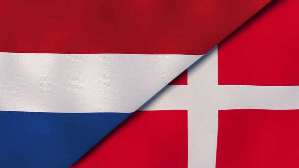 Флаги двух штатов Нидерландов и Дании. Высококачественный бизнес-фон. 3d иллюстрация
 - Фото, изображение