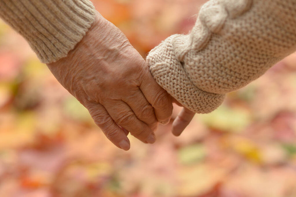 granddaughter and grandmother holding hands, close up - Foto, afbeelding