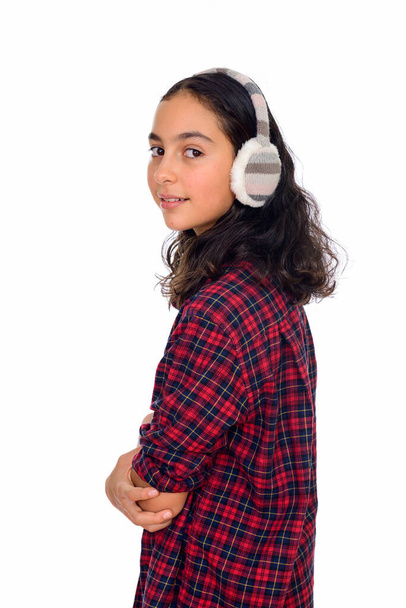 Studio shot of young beautiful teenage hipster girl isolated against white background - Photo, Image