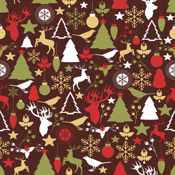 Vector seamless pattern with Christmas and New year's decoration - Вектор,изображение