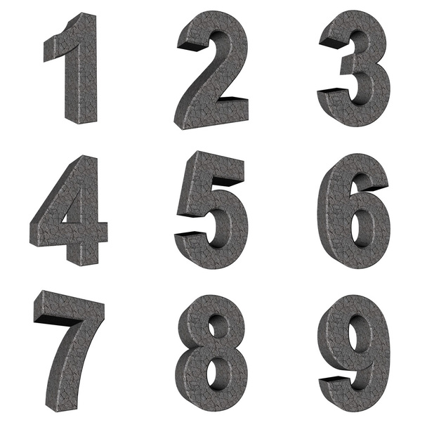 Zahl von 1 bis 9 im Boden über weißem Hintergrund - Foto, Bild