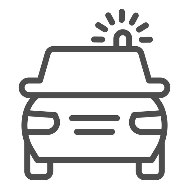 Police car line icon. Cop automobile with rooftop flashing lights symbol, outline style pictogram on white background. Road accident sign for mobile concept and web design. Vector graphics. - Vector, afbeelding