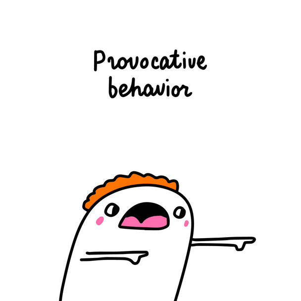Provokatives Verhalten bipolare Störung Symptom Mann ausdrucksstark in Zeichentrick-Comic-Stil Illustration - Vektor, Bild
