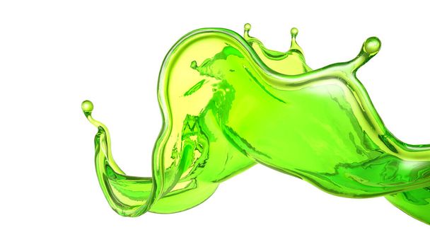 A beautiful green liquid splash. 3d rendering, 3d illustration. - Foto, Bild