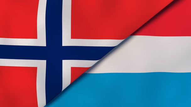Dos Estados banderas de Noruega y Luxemburgo. Fondo de negocio de alta calidad. ilustración 3d
 - Foto, Imagen