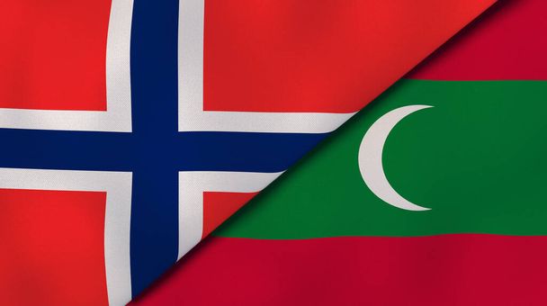Dos estados banderas de Noruega y Maldivas. Fondo de negocio de alta calidad. ilustración 3d
 - Foto, imagen
