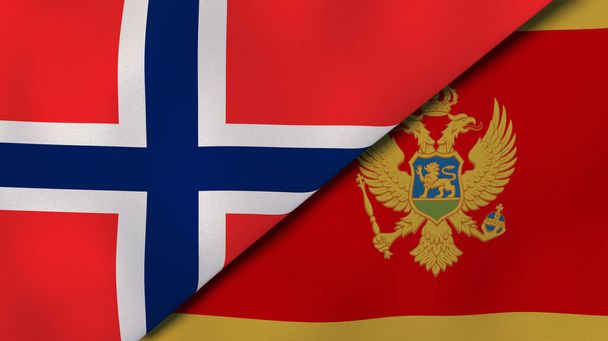 Dos Estados banderas de Noruega y Montenegro. Fondo de negocio de alta calidad. ilustración 3d
 - Foto, Imagen