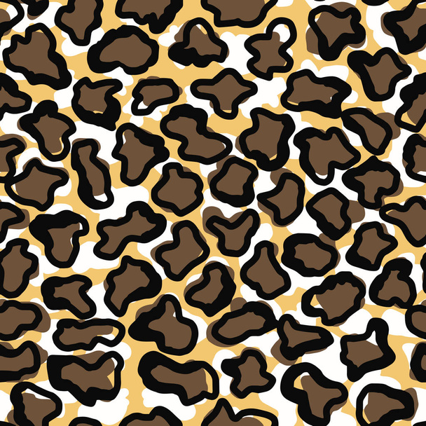 Leopárdbőr textúrája. Zökkenőmentes háttér macskapöttyökkel. Afrikai macskaszőr  - Vektor, kép
