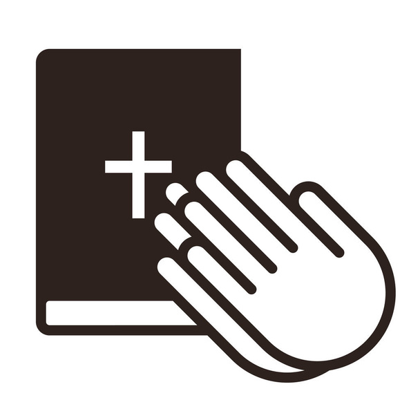 Praying hands and bible. Prayer icon isolated on white background - Vector, Image