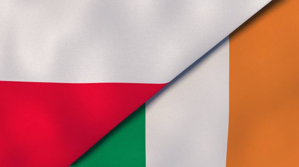Dos estados banderas de Polonia e Irlanda. Fondo de negocio de alta calidad. ilustración 3d
 - Foto, imagen