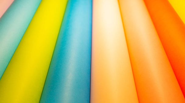 Full frame shot of multi colored rolled paper tubes. - Photo, Image