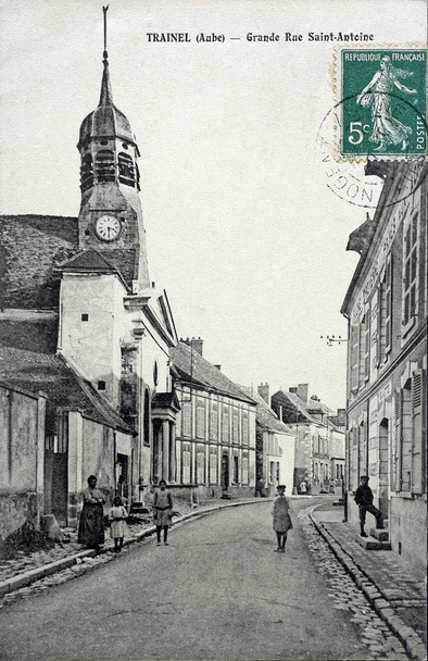old postcard of Trainel, high rue Saint Antoine - Photo, Image