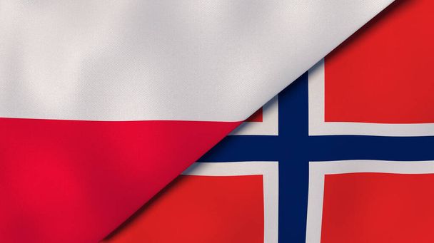 Dois estados bandeiras da Polônia e Noruega. Fundo de negócios de alta qualidade. ilustração 3d
 - Foto, Imagem