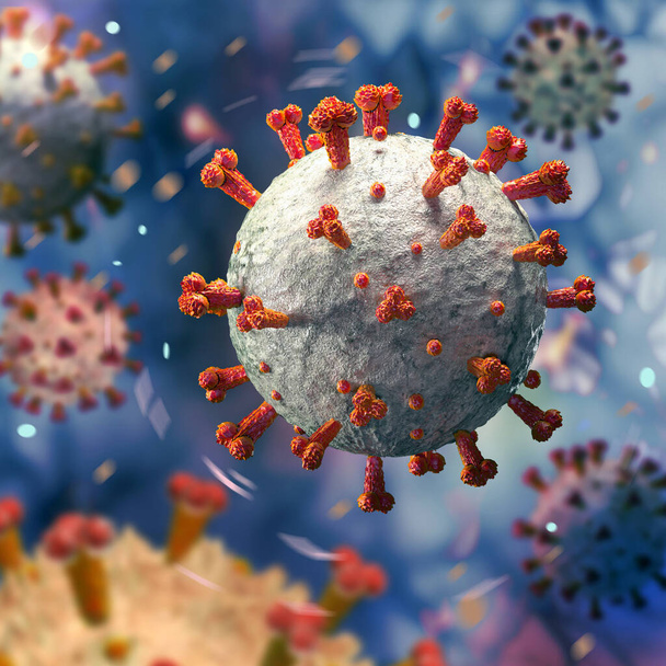 Čínské koronavirové makro. Covid-19. Virus. 3D ilustrace - Fotografie, Obrázek