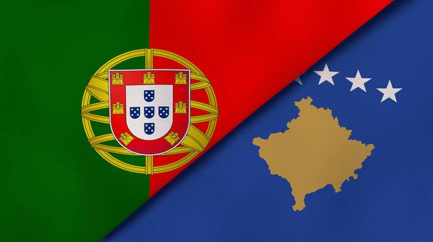 Dos Estados banderas de Portugal y Kosovo. Fondo de negocio de alta calidad. ilustración 3d
 - Foto, Imagen
