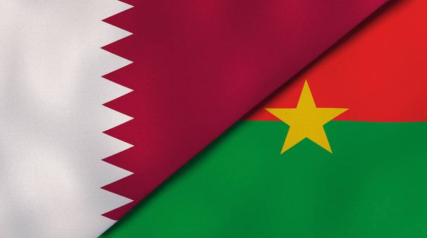 カタールとブルキナファソの2つの州旗。高品質のビジネス背景。3Dイラスト - 写真・画像