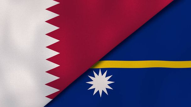 Dos estados banderas de Qatar y Nauru. Fondo de negocio de alta calidad. ilustración 3d
 - Foto, imagen
