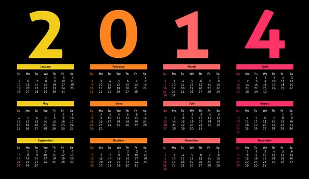 2014 kalender - Vector, afbeelding