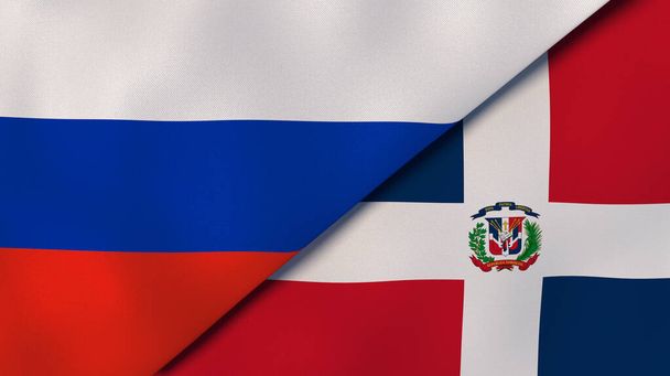 Dos estados banderas de Rusia y República Dominicana. Fondo de negocio de alta calidad. ilustración 3d
 - Foto, imagen